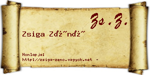 Zsiga Zénó névjegykártya